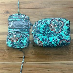 Vera Bradley turquoise makeup bag and jewelry bag
